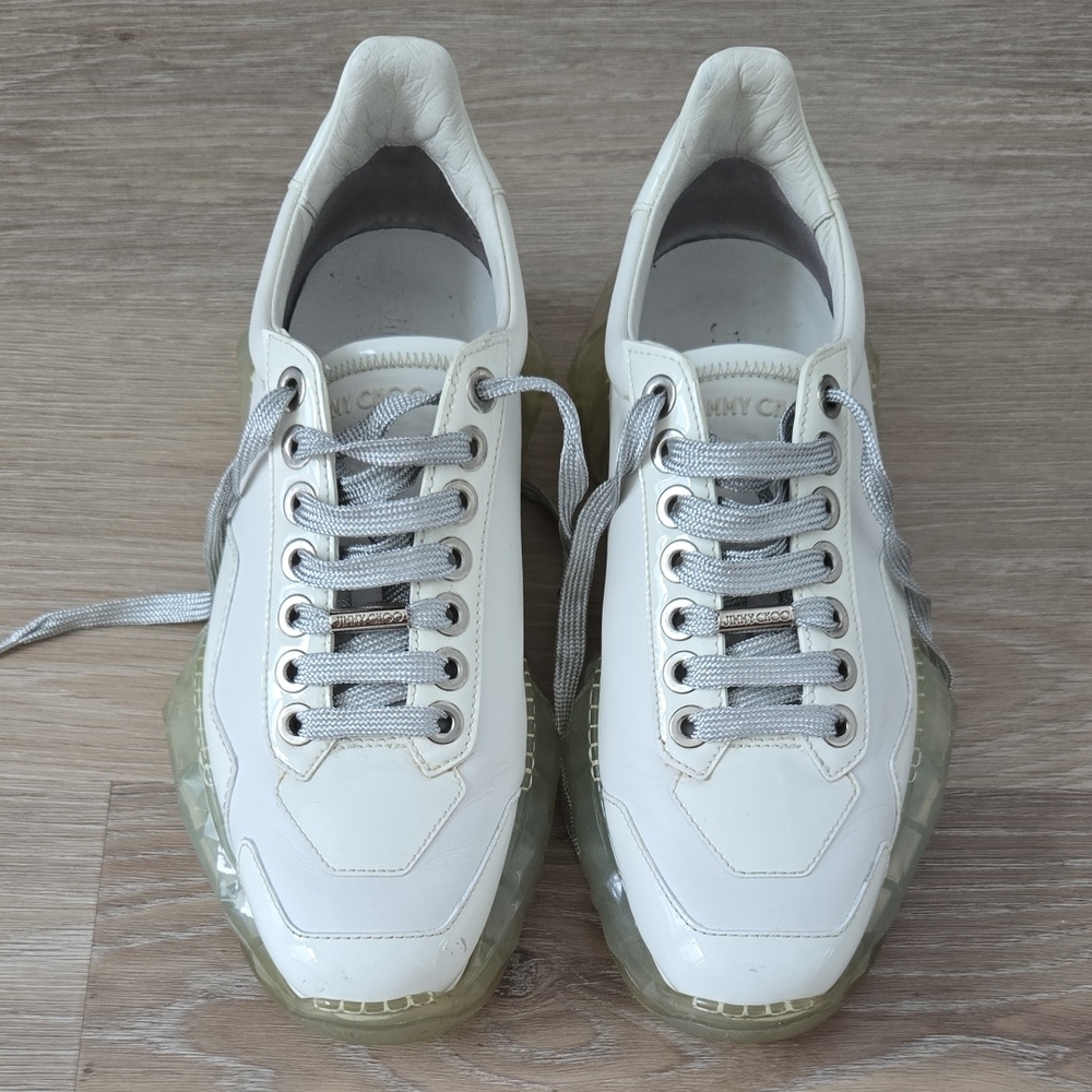 Jimmy Choo White Sneakers with Silver Accents US size 9